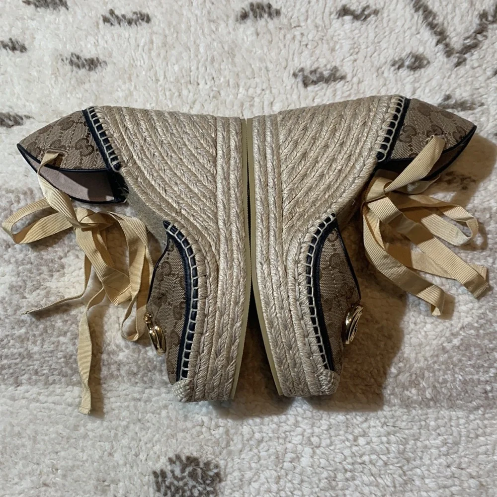 Gucci GG matelassé platform espadrille